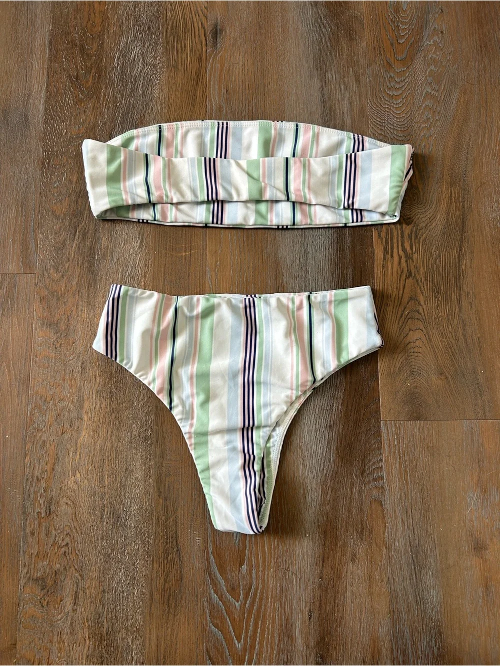 Apollo & Sage Striped Bandeau Bikini Set - Picture 2 of 4